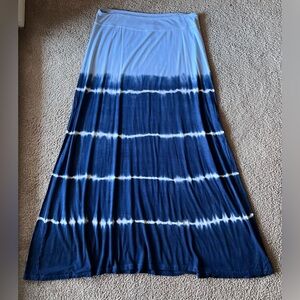 Fresh Produce Blue Tie Dye Boho Maxi Skirt XL USA Made